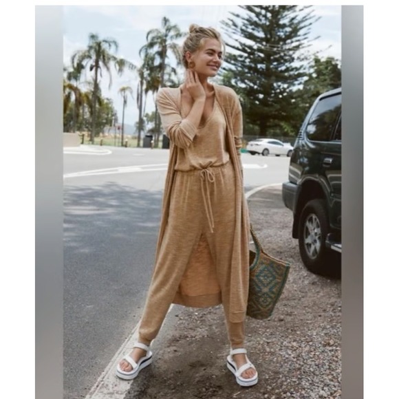 Free People Pants - Free People Beach Bicoastal Romper Womens Small Yellow Boho Coastal Casual Comfy